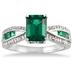 8x6MM Created Square and Princess Emerald and Diamond ring in .925 Sterling Silver