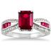 8x6MM Created Ruby and Diamond ring in .925 Sterling Silver