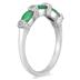 Emerald and Diamond Three Stone Band in .925 Sterling Silver