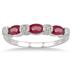 Ruby and Diamond Three Stone Band in .925 Sterling Silver