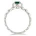 1/2 Carat Natural Round Emerald and Diamond Ring in .925 Sterling Silver