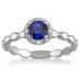 1/2 Carat Natural Round Sapphire and Diamond Ring in .925 Sterling Silver
