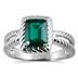 8x6 Created Green Emerald Ring in .925 Sterling Silver