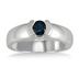 Half Bezel Sapphire Ring in 14k White Gold