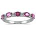 Five Stone Pink Sapphire and Diamond Ring 14k White Gold
