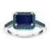 2 1/2 Carat Emerald Cut Sapphire and 1/3 CTW Blue Diamond Ring in 10K White Gold