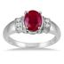 1.50 Carat Oval Ruby and White Topaz Ring in .925 Sterling Silver