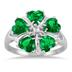 5MM Created Heart Emerald and Diamond Ring in .925 Sterling Silver 