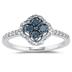 5/8 CTW Blue and White Diamond Flower Ring 10k White Gold