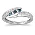 Blue and White Diamond Ring in 10K White Gold