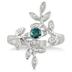 Blue and White Diamond Leaf Ring in 10K White Gold