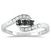 1/4 Carat Black and White Three Stone Diamond Ring in .925 Sterling Silver