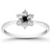 1/6 Carat Black and White Diamond Flower Ring in 10K White Gold