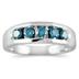 1/2 Carat 5 Stone Blue Diamond Ring in 10K White Gold