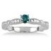 1/2 Carat Blue and White Diamond Ring in 10K White Gold