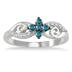 1/4 Carat TW Blue and White Diamond Ring in 10K White Gold