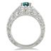5/8 Carat Blue and White Art Deco Diamond Ring in 10K White Gold 