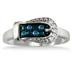 1/6 Carat Blue and White Diamond Buckle Ring in .925 Sterling Silver