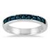 9 Stone Genuine Blue Diamond Ring in .925 Sterling Silver