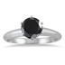 1 Carat Round Black Diamond Solitaire Ring in .925 Sterling Silver
