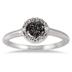 White and Black Diamond Ring in .925 Sterling Silver