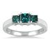 Three Stone Blue Diamond Ring in 14K White Gold