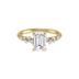 14K Yellow Gold Diamond Aria Ring with Certified 2 Carat Emerald Cut Lab-Grown Diamond