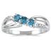 Three Stone Blue Diamond Ring in 14K White Gold