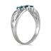 Three Stone Blue Diamond Ring in 14K White Gold