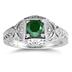 Emerald and Diamond Antique Byzantine Ring in 14K White Gold