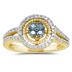 Blue and White Diamond Ring in Yellow Gold