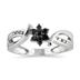 Black and White Diamond Flower Ring in 10K White Gold