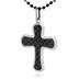 Stainless Steel Black Carbon Fiber Inlay Cross Necklace