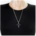 Stainless Steel Black Carbon Fiber Inlay Cross Necklace