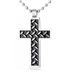 Stainless Steel Polished Black Inlay Chain Link Cross Pendant on Ball Chain with Lobster Clasp