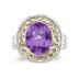 4.45ct.Oval Shape Amethyst Ring in 14k Yellow Gold and Silver 