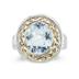 4.45ct.Oval Shape Aquamarine Ring in 14k Yellow Gold and Silver 