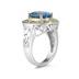 4.45ct.Oval Shape Blue Topaz Ring in 14k Yellow Gold and Silver 