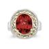 4.45ct.Oval Shape Garnet Ring in 14k Yellow Gold and Silver 
