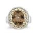 4.45ct.Oval Shape Smokey Quartz Ring in 14k Yellow Gold and Silver