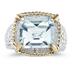 Emerald Cut Aquamarine and Diamond Ring in 14K Yellow Gold and Silver 