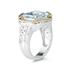 Emerald Cut Aquamarine and Diamond Ring in 14K Yellow Gold and Silver 