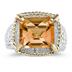 Emerald Cut Citrine and Diamond Ring in 14K Yellow Gold and Silver 