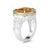 Emerald Cut Citrine and Diamond Ring in 14K Yellow Gold and Silver 