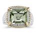 Emerald Cut Green Amethyst and Diamond Ring in 14K Yellow Gold and Silver 