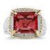 Emerald Cut Garnet and Diamond Ring in 14K Yellow Gold and Silver 