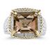 Emerald Cut Smokey Quartz and Diamond Ring in 14K Yellow Gold and Silver 
