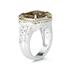 Emerald Cut Smokey Quartz and Diamond Ring in 14K Yellow Gold and Silver 