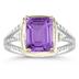 4.5ct Amethyst And Diamond Ring in 14K Yellow Gold And Silver 