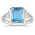 4.5ct Blue Topaz And Diamond Ring in 14K Yellow Gold And Silver